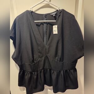 Express Peplum Zip Back Blouse XL NWT